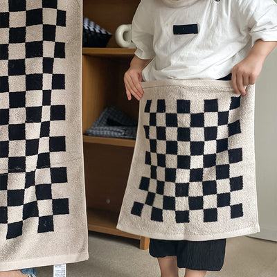 Toallas de Algodón Peinado Tejidas con Diseño Cuadrícula Padre e Hijo - Image 4