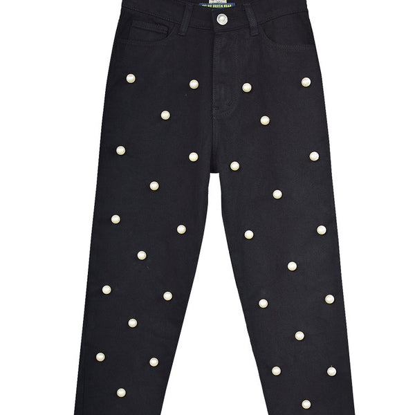 Pantalón Denim Ancho de Cintura Alta Recto