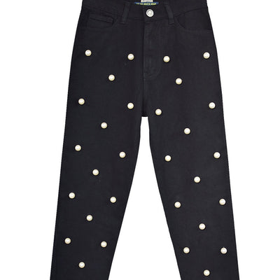 Pantalón Denim Ancho de Cintura Alta Recto