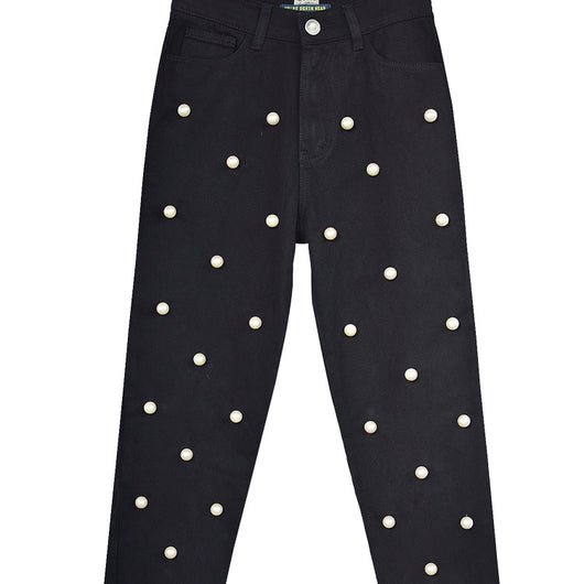 Pantalón Denim Ancho de Cintura Alta Recto