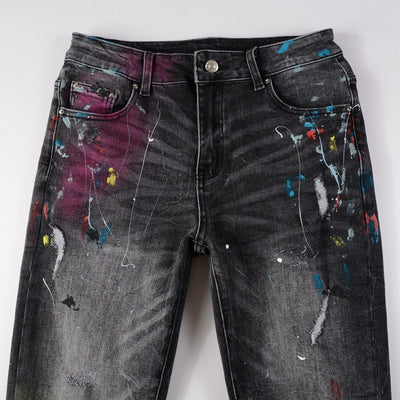 Jeans Rotos para Hombre con Diseño Splash de Tinta y Graffiti - Image 19