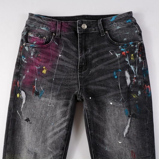 Jeans Rotos para Hombre con Diseño Splash de Tinta y Graffiti - Image 19