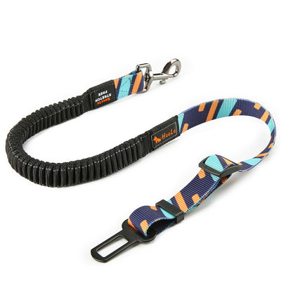 Red pet seat belt with reflective stitching, featuring a metal swivel clip and a black car seat belt buckle. - Image 16