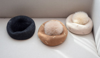 Gorro Vintage de Lana con Pompón de Pelaje de Zorro para Otoño e Invierno - Image 6
