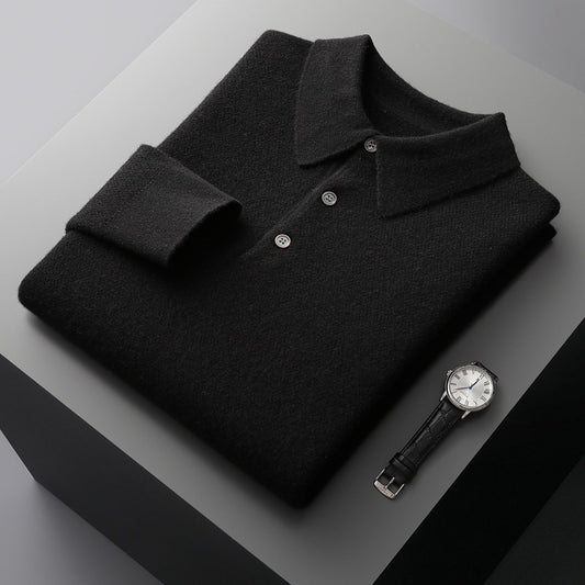 Cardigan Grueso Hombre Cuello Polo Casual Suelto - Image 2