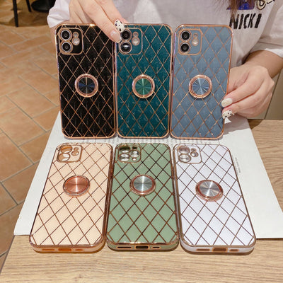 Funda para Teléfono con Anillo Soporte de Piel de Cordero y Acabado Electrochapado - Image 13