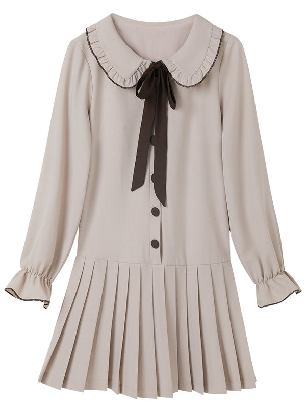 Vestido Largo Elegante con Mangas Largas Estilo Universitario para Mujer