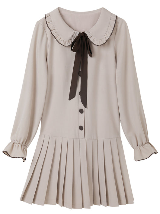 Vestido Largo Elegante con Mangas Largas Estilo Universitario para Mujer