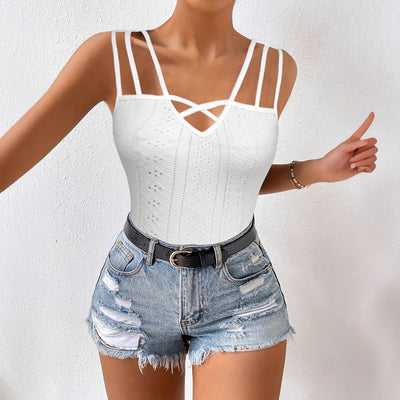 Blusa Tirantes Mujer Jacquard Calados Verano - Image 5