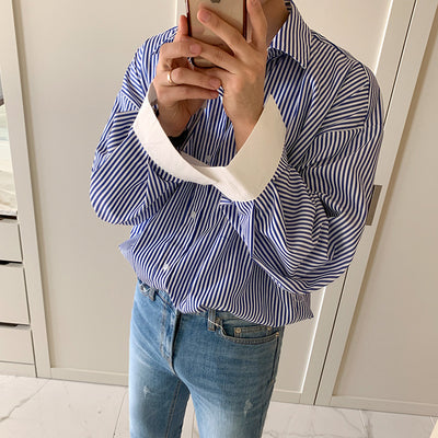 Camisa Casual a Rayas para Estudiantes - Estilo Versátil y Cómodo - Image 15