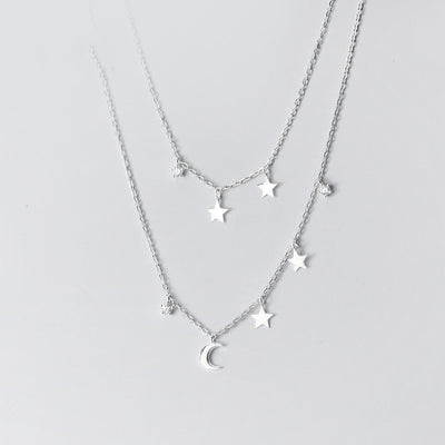 Collar Doble Capa de Estrella y Luna con Diamantes - Elegancia Femenina - Image 7