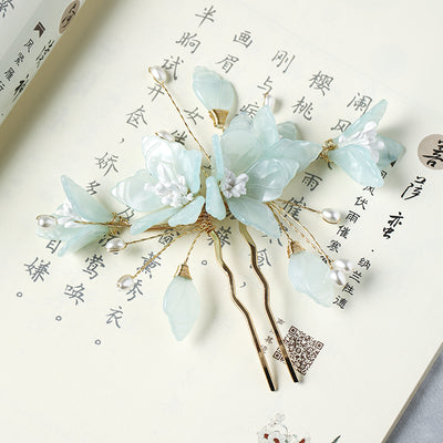 Peineta y Adorno para Cabello Estilo Hanfu con Flores de Hada - Image 5