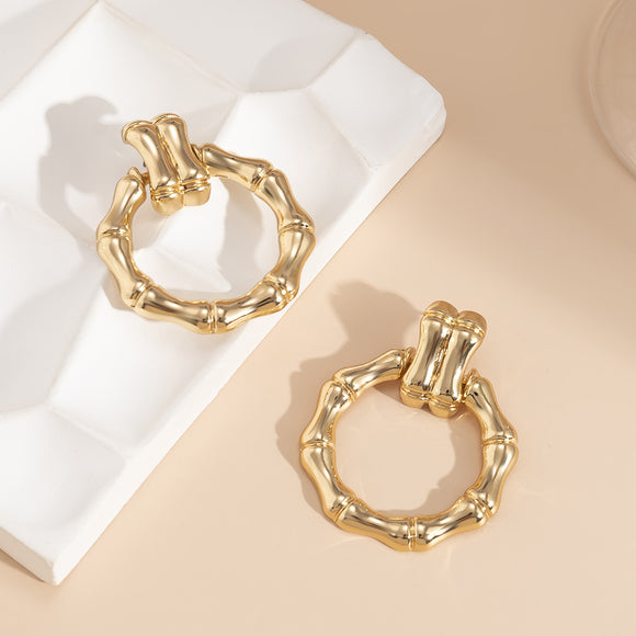Aretes Redondos de Bambú Estilo Hip Hop
