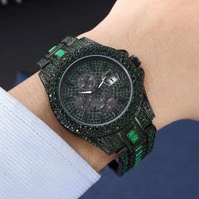 Reloj Hombre Hip Hop Cristales Brillantes Luminoso Cuarzo Multicolor - Image 17