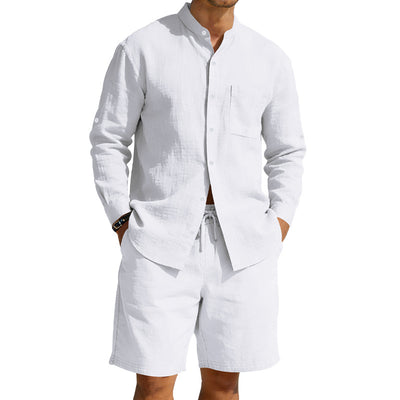 Conjunto de Camisa y Shorts de Lino para Hombre - Image 22