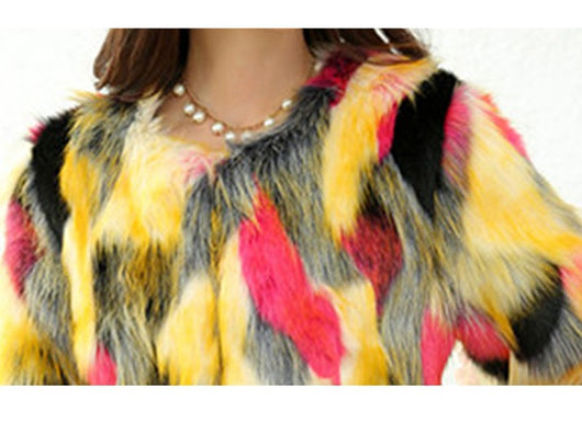 Abrigo de Peluche Sintético con Costuras de Contraste para Mujer - Image 9