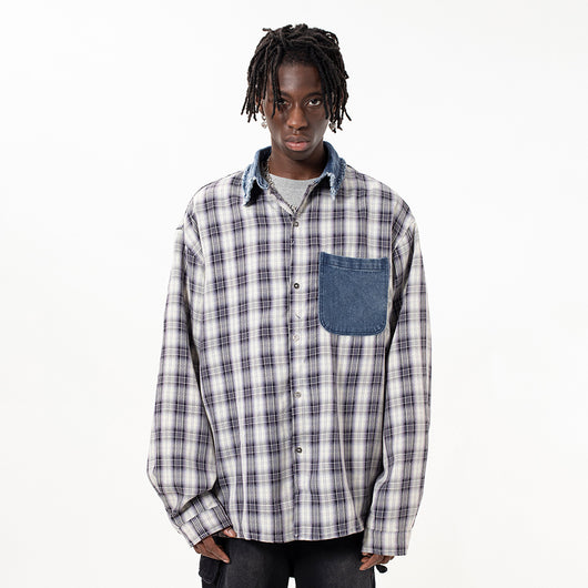 Camisa Manga Larga con Parches Bordados para Hombre