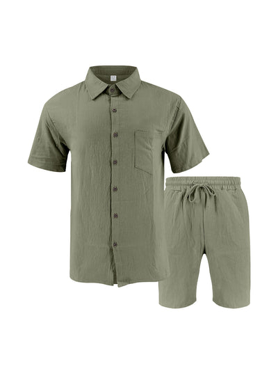 Camisa de Lino Transpirable Manga Corta para Playa - Image 18