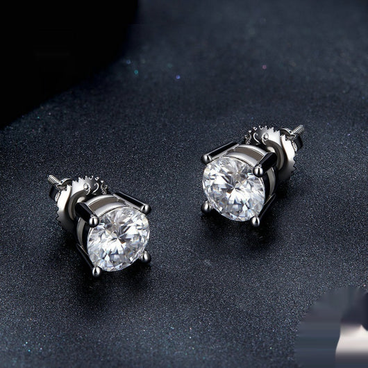 Aretes de Plata Esterlina S925 con Baño de Oro Blanco y Cuatro Garras - Image 11