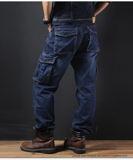 Pantalones Cargo Rectos Holgados Talla Grande para Hombre - Image 9