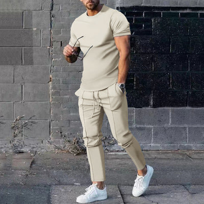 Conjunto Deportivo Casual: Camiseta y Pantalón de Algodón