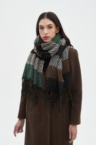 Bufanda Unisex a Rayas con Borlas - Cuello Cálido Europeo y Americano - Image 24