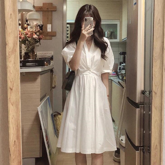 Vestido Camisero Vintage Francés con Temperamento Sofisticado