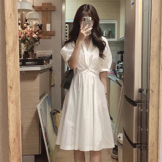 Vestido Camisero Vintage Francés con Temperamento Sofisticado