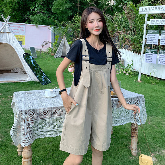 Pantalón Holgado de Cinco Puntos Estilo Dulce y Atrevido - Jumpsuit Viral