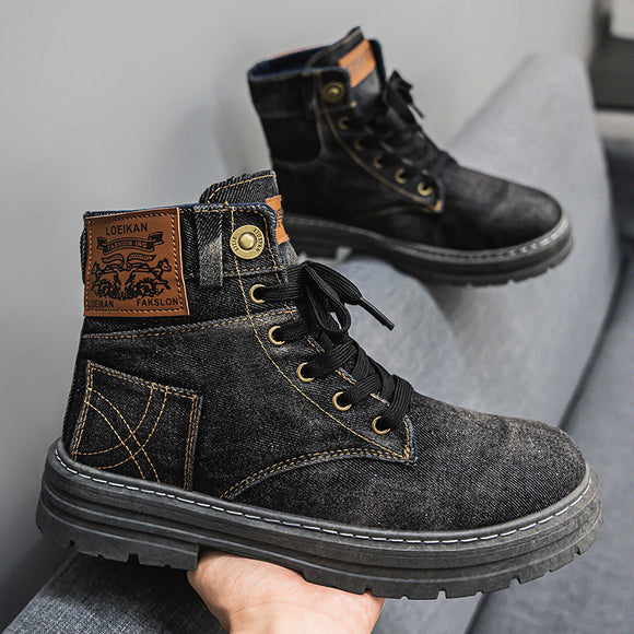 Botas Martin Denim Talla Grande para Hombre - Calzado de Trabajo Versátil