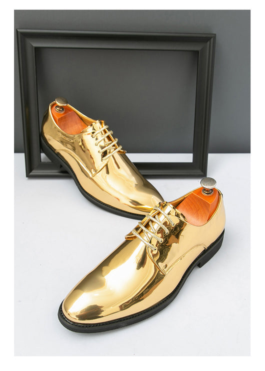 Zapatos de Cuero Brillante con Punta Afilada Estilo Británico para Hombre - Image 16