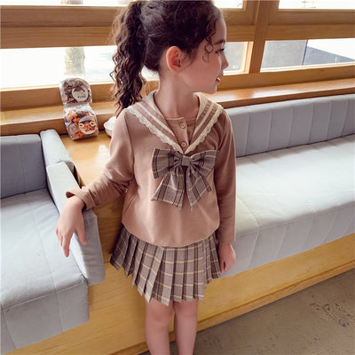 Sudadera y Falda Corta Estilo Universitario Coreano para Niña - Image 14