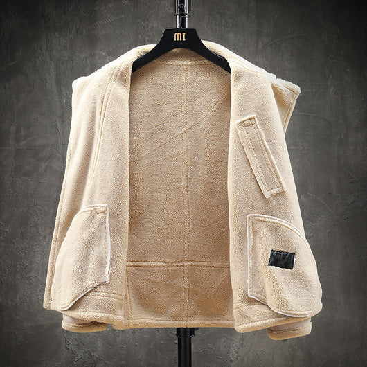 Chaqueta de Lana de Cordero con Solapa Corta y Forro Acolchado - Image 9