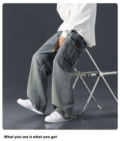 Pantalones Jeans Rectos Anchos con Degradado y Lavado Artesanal para Hombre - Image 26