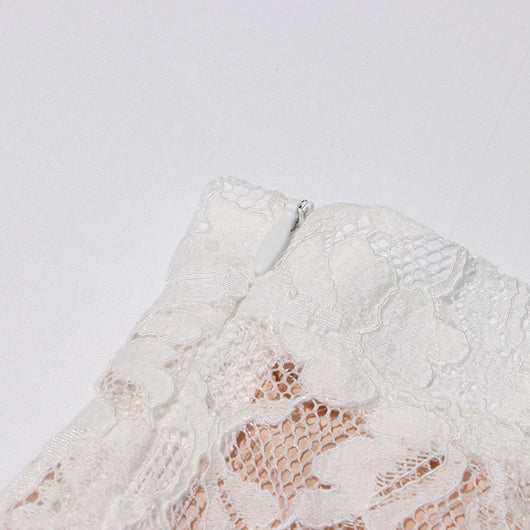 Conjunto Elegante con Blusa de Encaje Diamantado y Falda Cintura Alta - Image 26