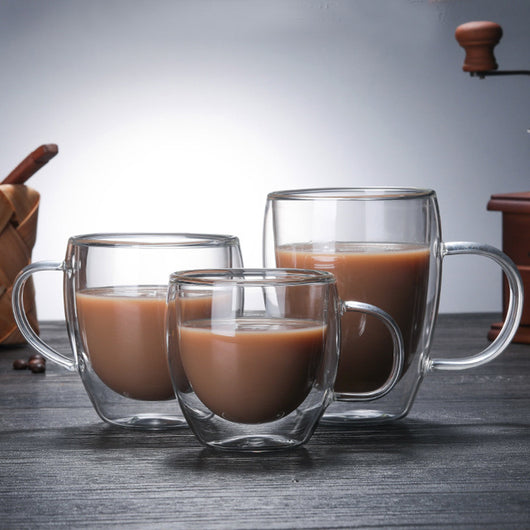 Taza de Café Térmica de Vidrio Borosilicato Doble Capa con Asa - Image 24