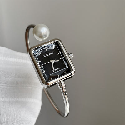 Reloj Pulsera Lujo Perla Cuadrada Dorado para Mujer - Image 4