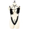 Conjunto de Lingerie Harness com Renda, Plumas e Detalhes Vazados