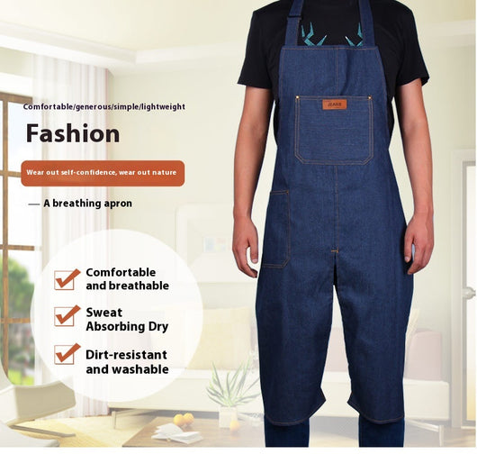 Delantal de Trabajo Denim Desarmable con Bolsillos y Protección Antitinta - Image 2