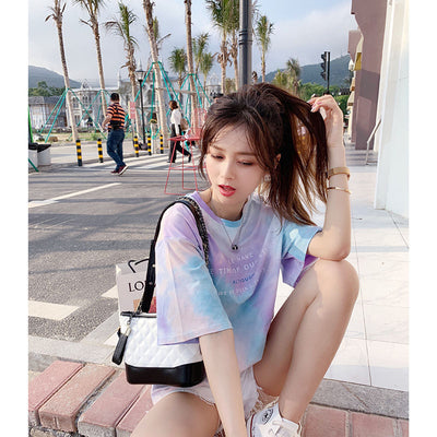 Blusa Suelta Tie-Dye Coreana de Manga Corta para Mujer - Tendencia Ins - Image 4