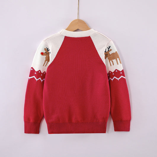 Suéter Navideño Infantil Tejido Grueso con Diseño de Reno - Image 3