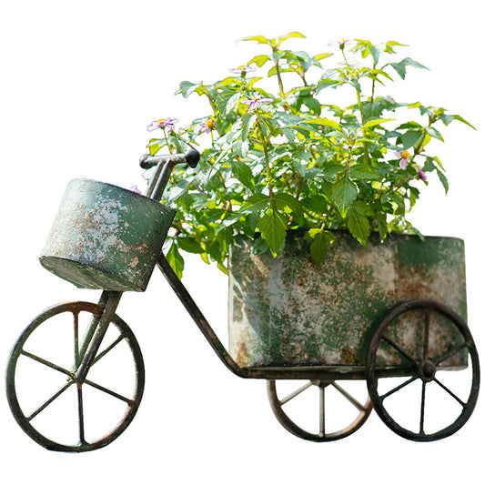 Macetero Decorativo Tipo Carrito de Hierro Forjado para Suculentas