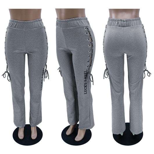 Pantalones Casuales Mujer con Ojales Laterales - Image 7