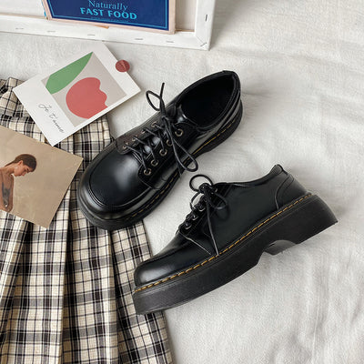 Zapatos Retro Británicos con Tacón Grueso y Puntera Redonda - Image 5