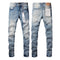 Jeans Azules Estilo Urbano Americano con Parches