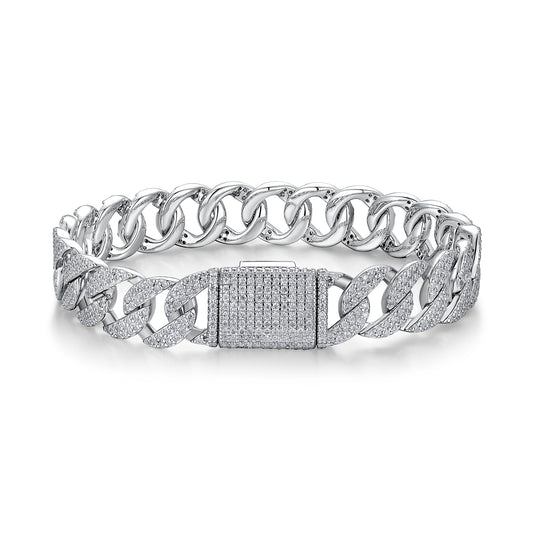 Pulsera de Plata S925 con Moissanita Premium - Joyería Lujo Ligero Plateada en Platino