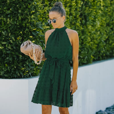 Vestido Halter de Chifón con Escotes Jacquard - Image 26