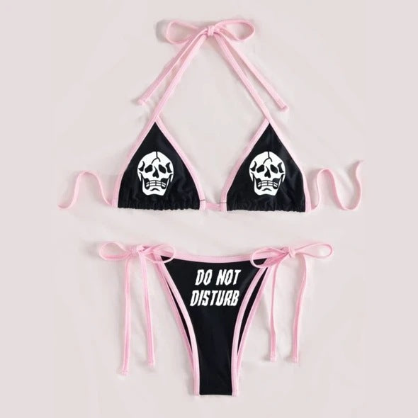 Bikini Dividido Calavera y Cielo Estrellado para Mujer