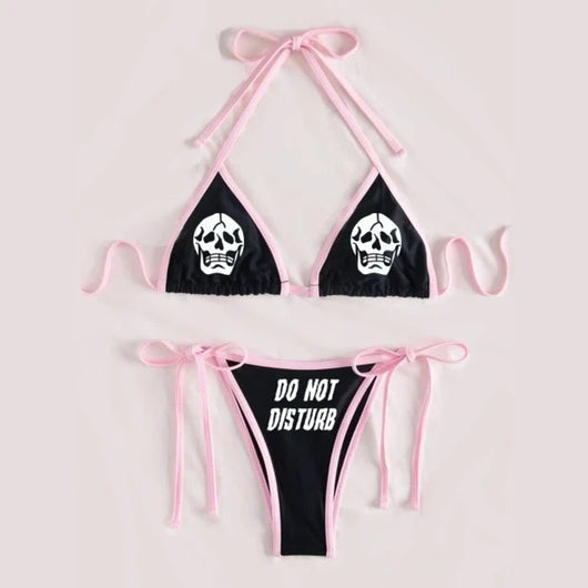 Bikini Dividido Calavera y Cielo Estrellado para Mujer
