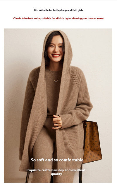 Cardigan Tejido Reversible Oversized con Capucha para Otoño e Invierno - Image 27